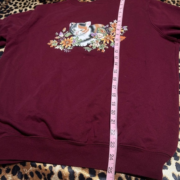 Vintage Blair Burgundy Autumn Cat Crewneck Sweatshirt - Picture 6 of 7
